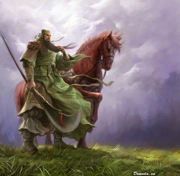 Ảnh quan Vũ - Quan Vân Trường đứng bên con ngựa cực oai phong