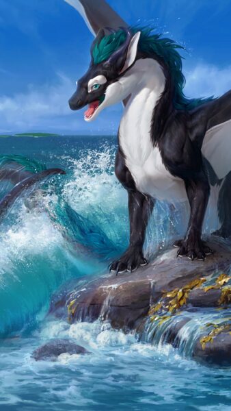 Ảnh rồng giữa thác nước