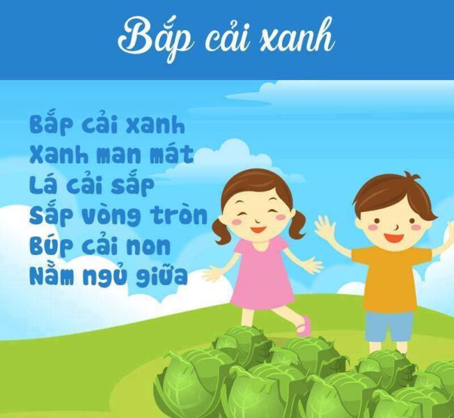 Hình ảnh thơ hay cho trẻ em với bài thơ Bắp cải xanh