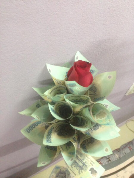 Ảnh tiền bọc quanh hoa hồng