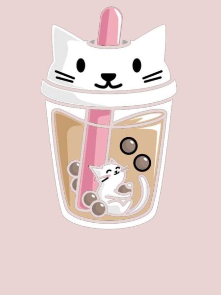 ảnh trà sữa đẹp hình mèo cute