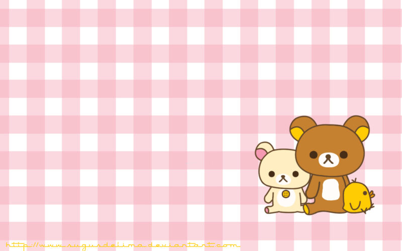 Background dễ thương ca rô hồng gấu bông