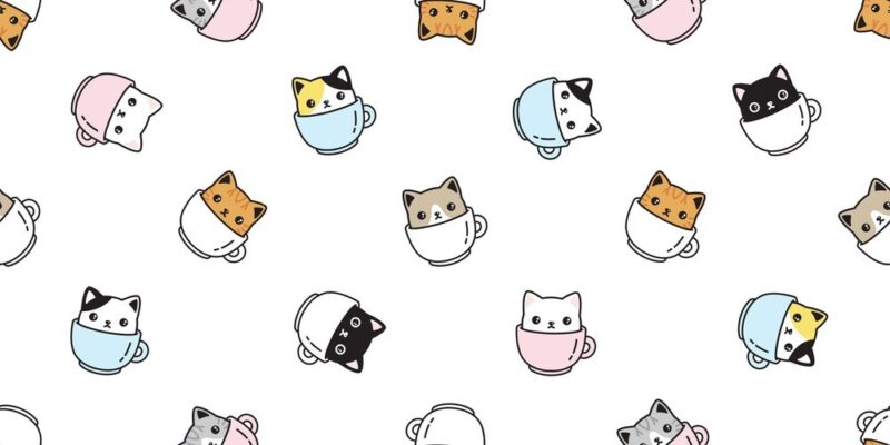 background dễ thương chú mèo trong cốc
