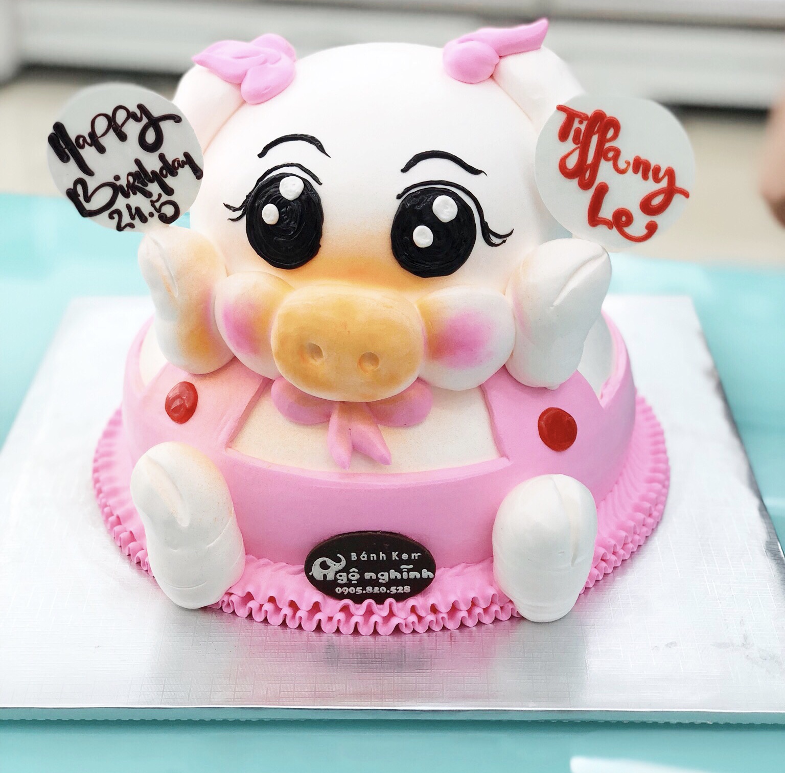 Bánh sinh nhật con lợn đẹp nhất tặng bé gái tuổi Hợi - YouTube