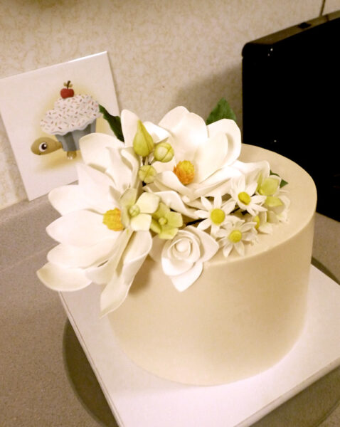 Bánh sinh nhật mẹ trắng hoa