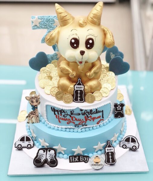 Bánh sinh nhật ngộ nghĩnh tặng bé trai tuổi Sửu
