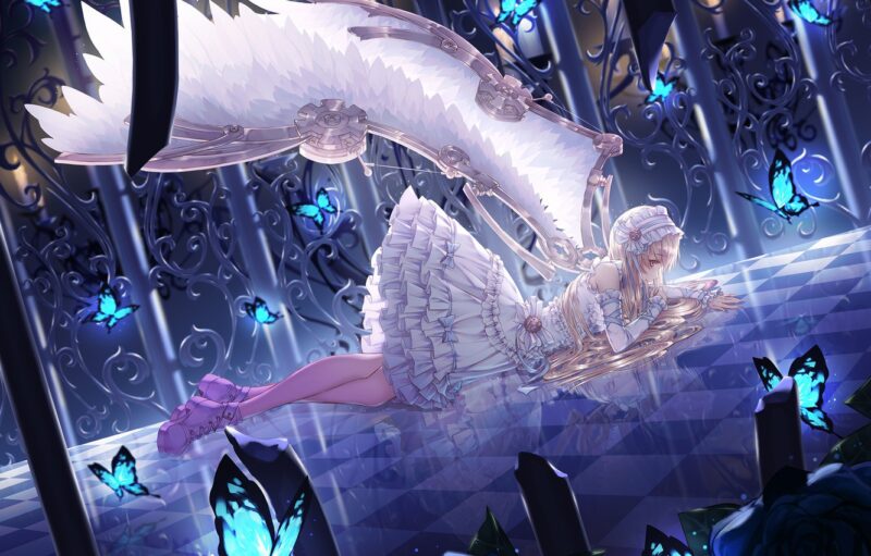 Hình ảnh anime thiên thần đang nằm