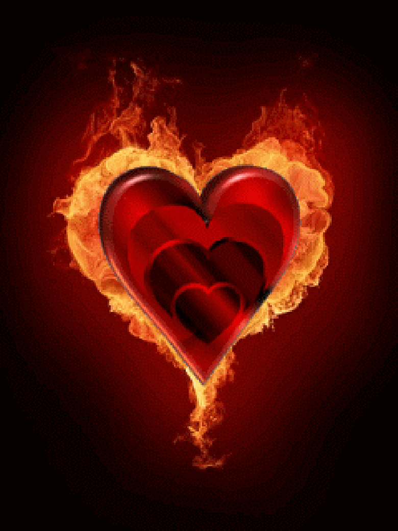 Hình Ảnh động tình yêu cho điện thoại - trái tim và ngọn lửa bùng cháy