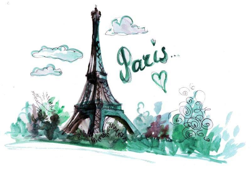 Hình ảnh tháp Eiffel vẽ