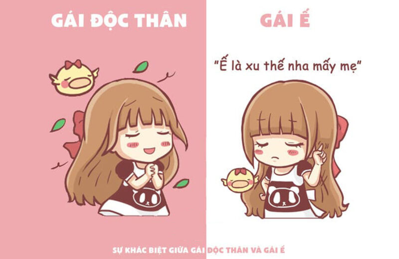 hình ế, độc thân cute, vui vẻ