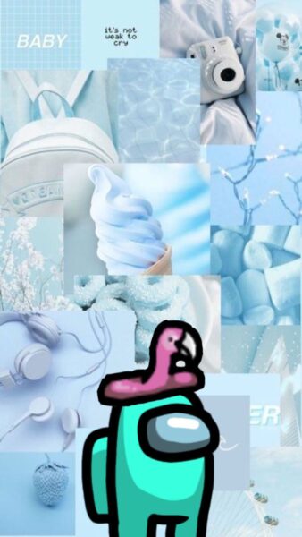 Hình nền among us màu xanh dương