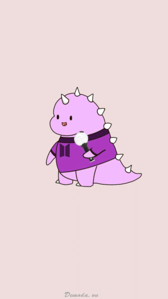 Hình nền Khủng Long cute dễ thương màu tím