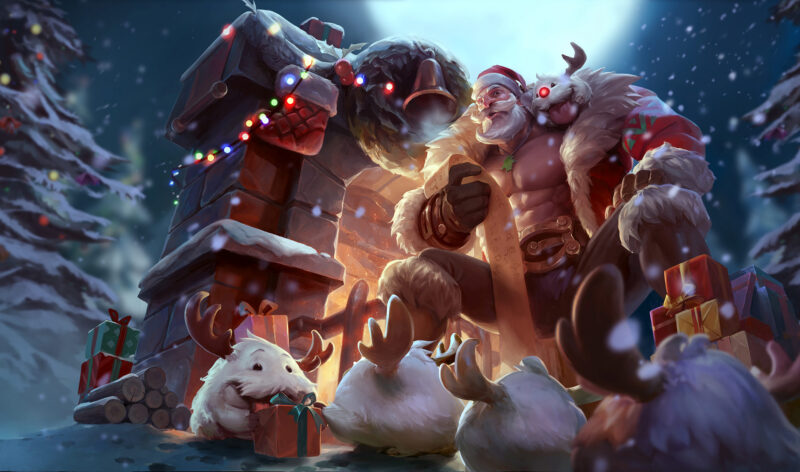 Hình nền Lol đẹp cho máy tính braum santa claus