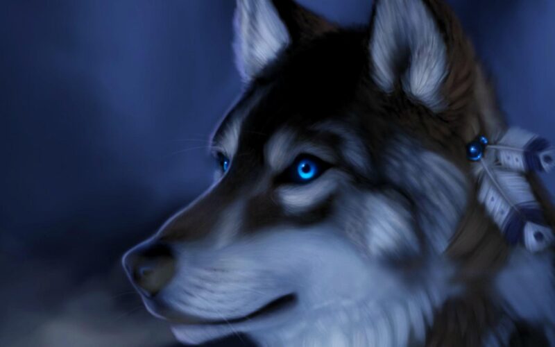 Hình nền sói 3D mắt xanh