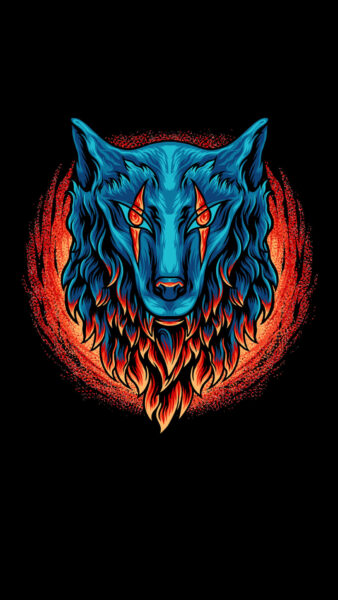 Hình nền sói lửa xanh