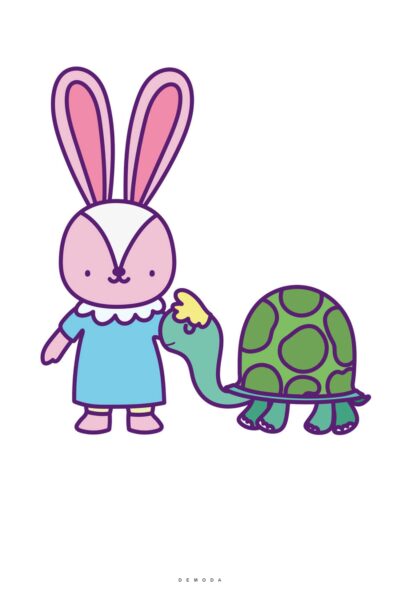 hinh Rùa và Thỏ với cách vẽ đơn giản