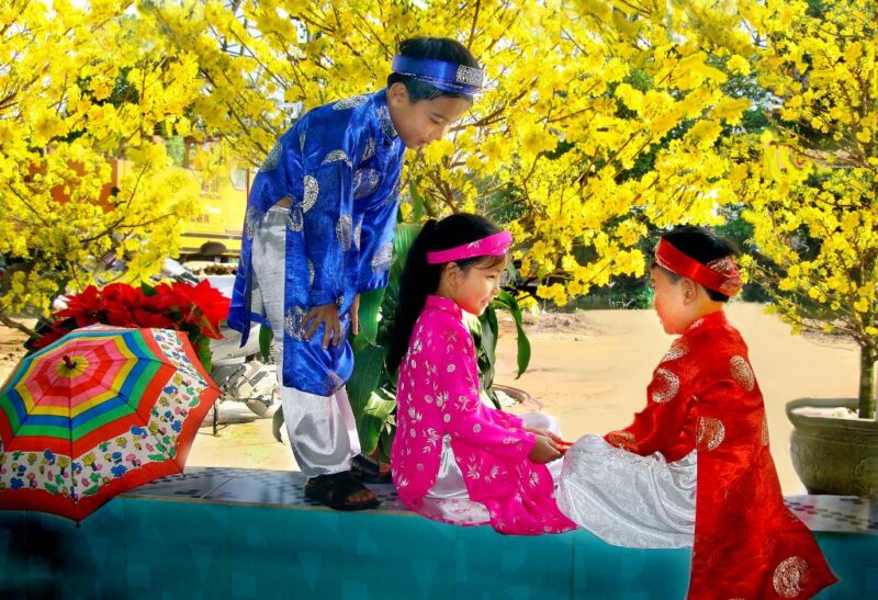 hình tết đẹp - trẻ con trong bộ áo dài