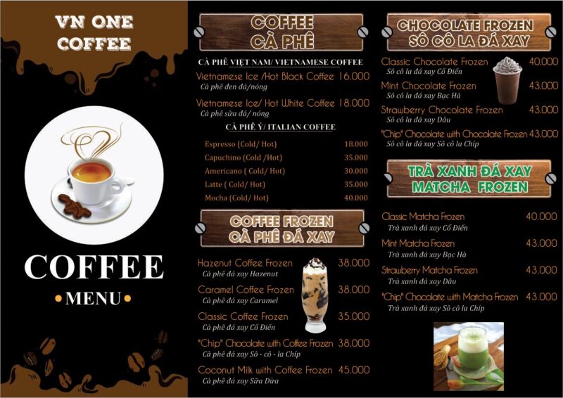 Mẫu menu cafe độc đáo