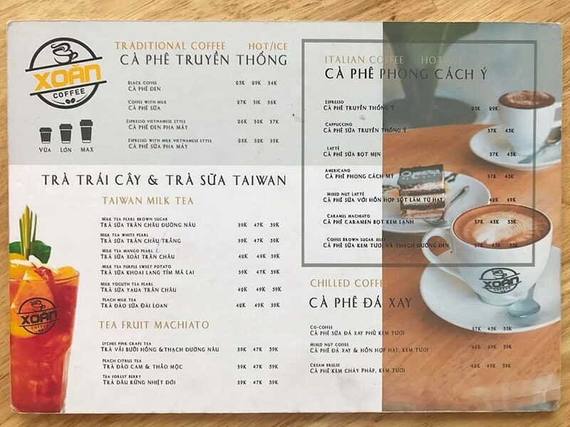 Mẫu menu cafe truyền thống