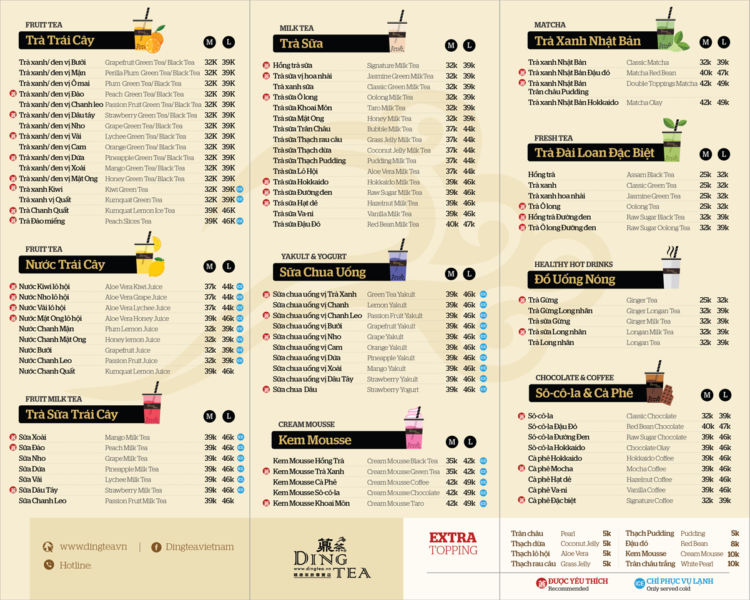 Mẫu menu cafe và trà sữa màu be