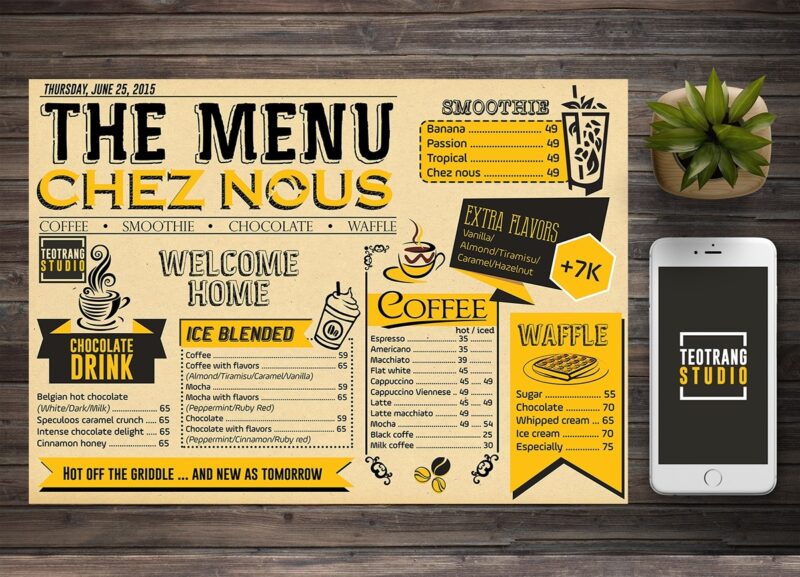 Mẫu menu quán cafe
