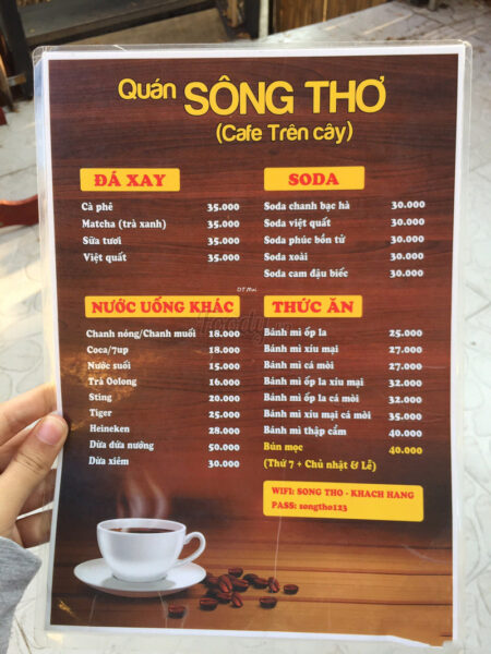 Mẫu menu quán cafe đẹp