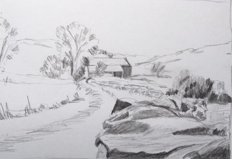 Tranh chì phong cảnh đơn giản