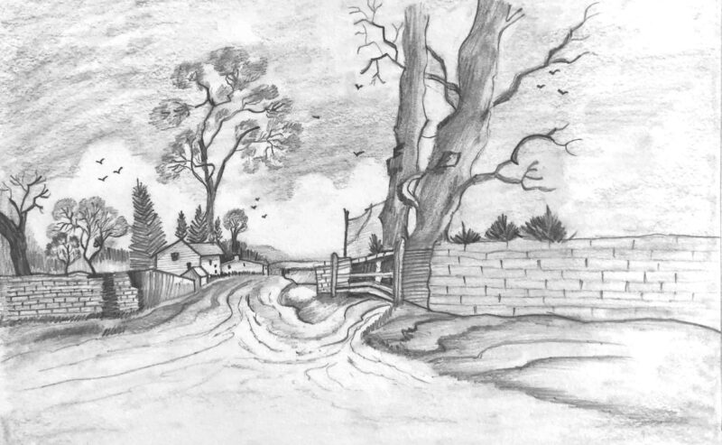 Tranh chì phong cảnh đơn giản đẹp