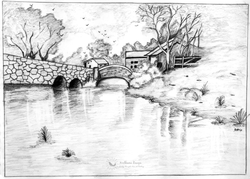 Tranh chì phong cảnh đơn giản đẹp nhất