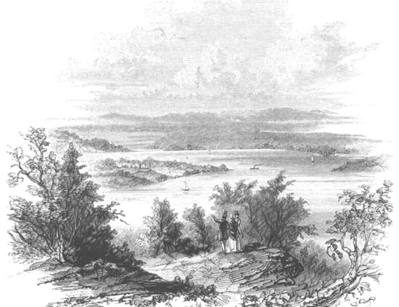 Tranh chì phong cảnh sông nước nhìn từ xa