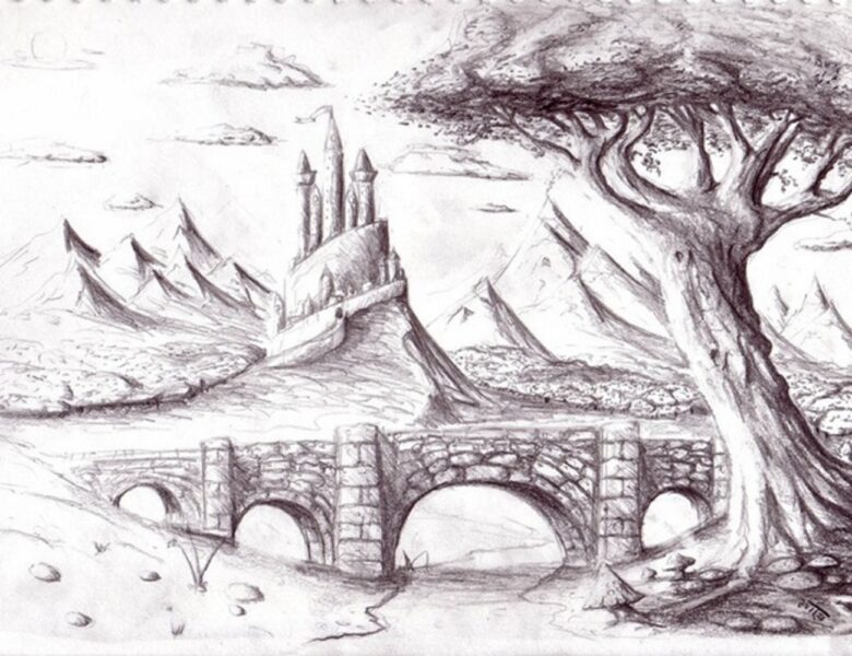 Tranh chì phong cảnh tòa lâu đài độc đáo