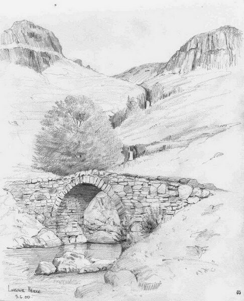 Tranh chì phong cảnh với những đồi núi