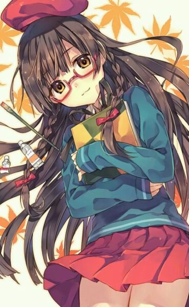 ảnh anime nữ đeo kính cute dễ thương cho bạn