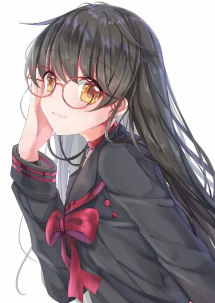 ảnh anime nữ đeo kính ngây thơ trong sáng