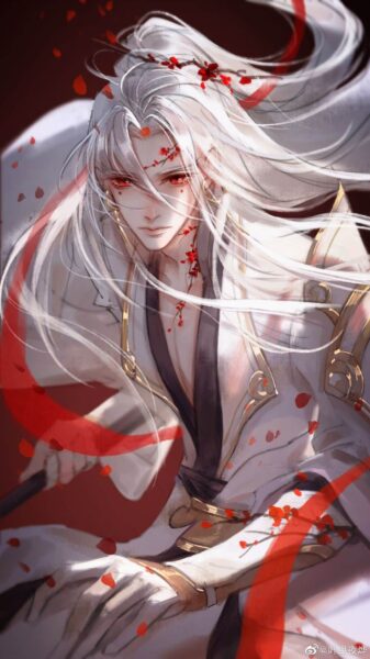 ảnh anime tóc trắng cổ trang