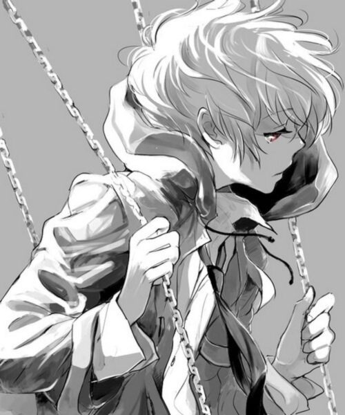 Ảnh anime trắng đen nam buồn