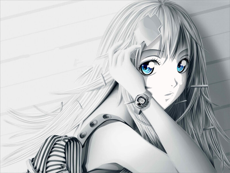 Ảnh anime trắng đen nữ