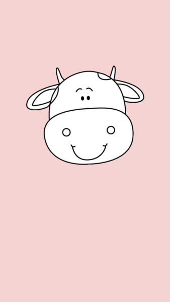 Ảnh bò sữa, ảnh bò sữa cute nền hồng chưa tô màu
