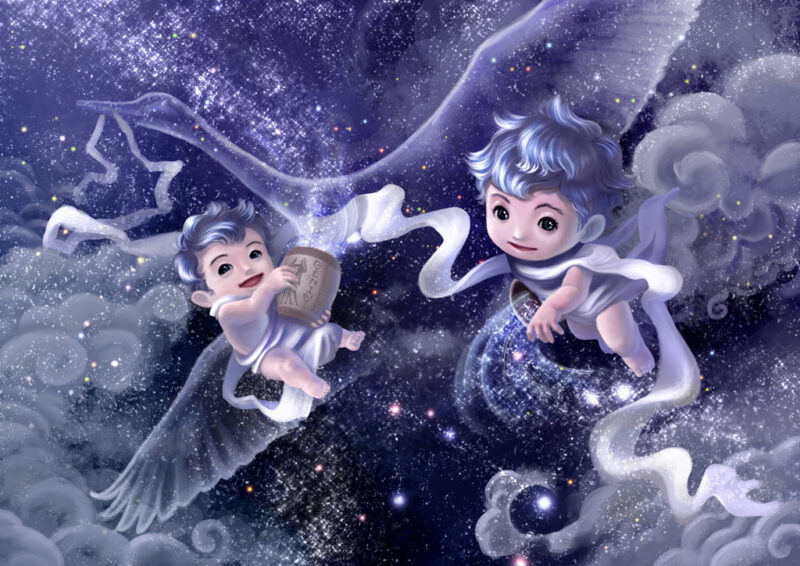 Ảnh cung Song Tử thiên sứ tóc tím dễ thương