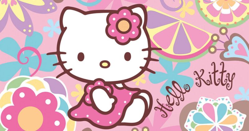 ảnh hello kitty mặc váy chấm bi