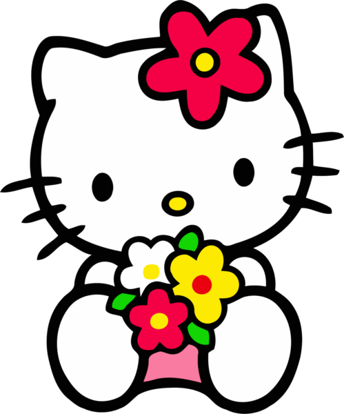 hình ảnh hello kitty và nơ hình bông hoa