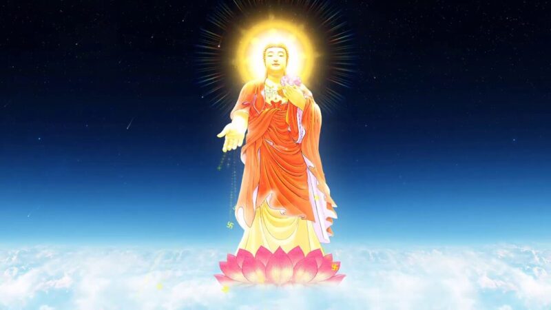 ảnh phật a di đà sáng chiếu ánh hào quang