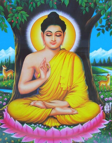 ảnh phật thích ca mâu ni nhắm mắt bắt ấn thiền