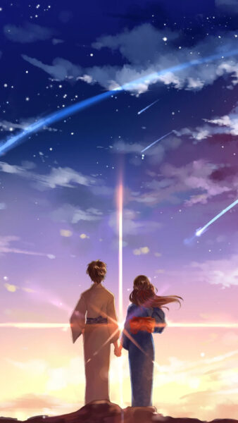 Ảnh Your Name nắm tay nhau ngắm cảnh