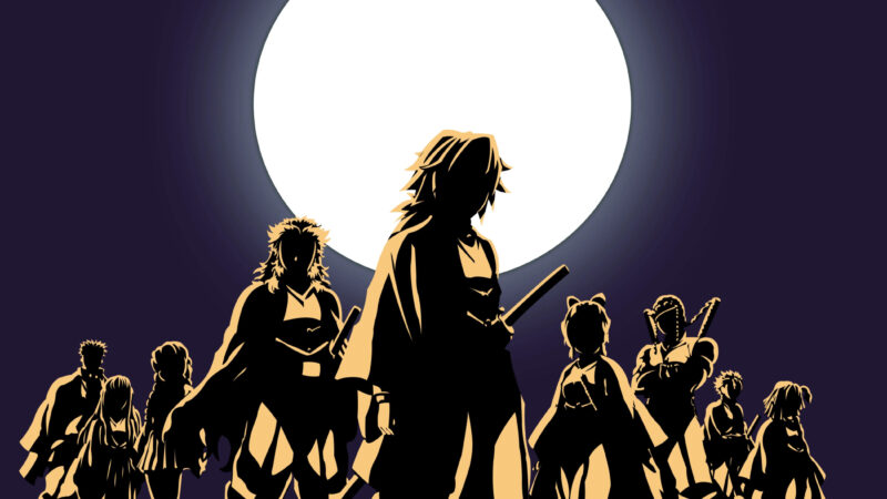 Ảnh Zenitsu cùng đồng đội dưới ánh trăng