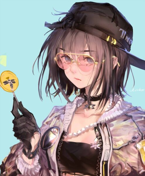 Anime girl đeo kính cool