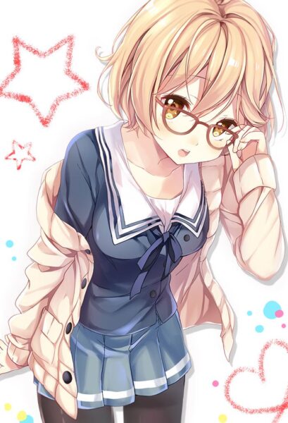 Anime girl đeo kính cute