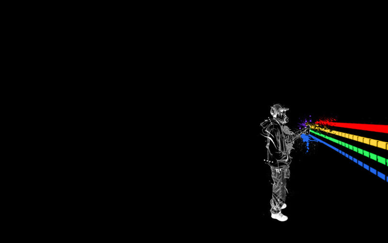 Background black - background đen người sơn cầu vồng