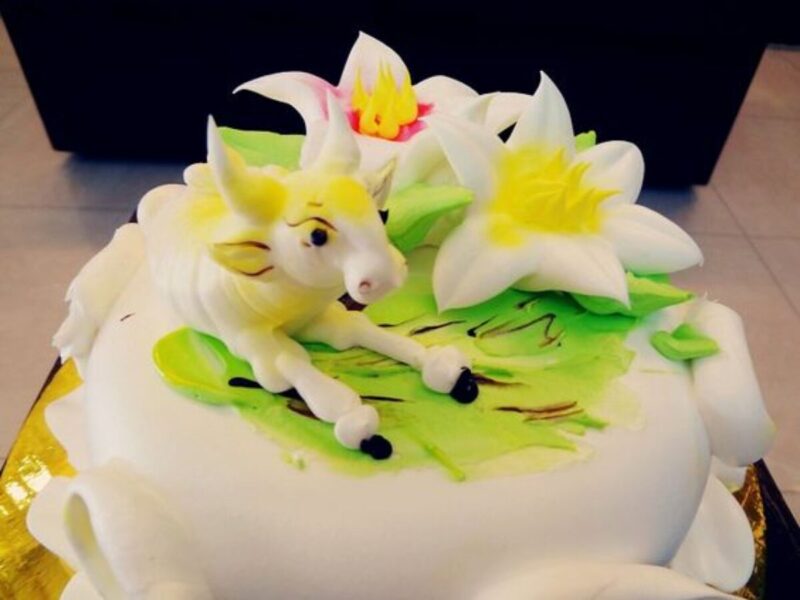 Bánh sinh nhật hình con trâu dễ thương