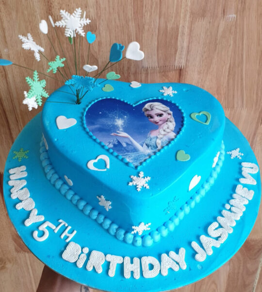 Bánh sinh nhật hình trái tim ảnh công chúa Elsa